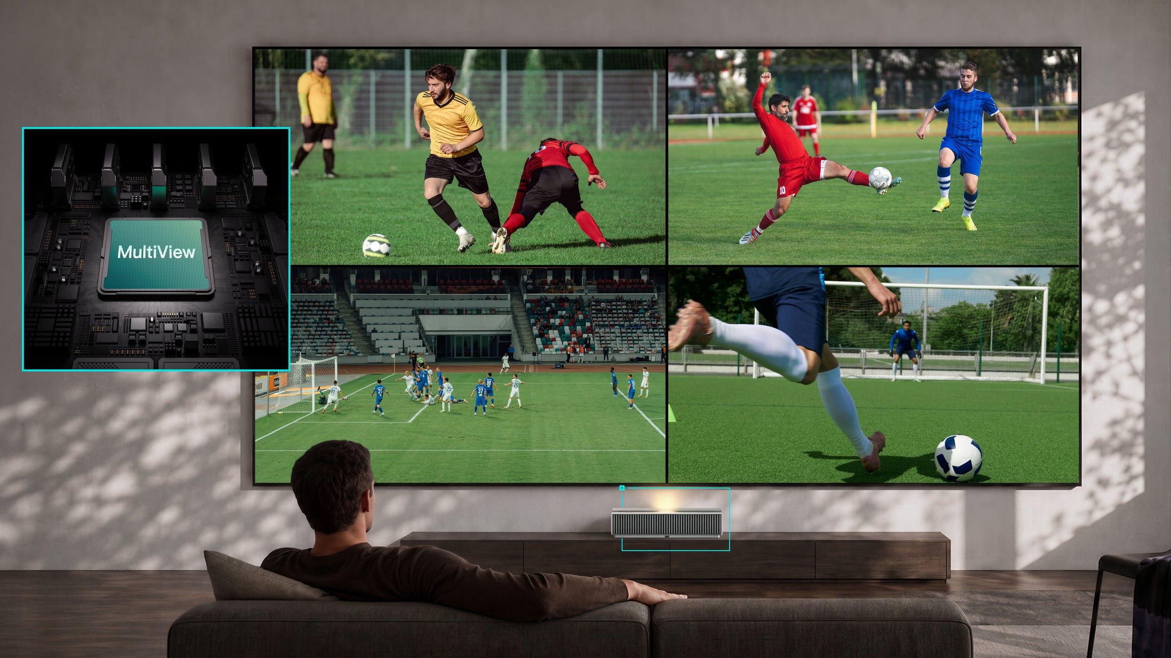 Рекламная иллюстрация MultiView: четыре входных сигнала