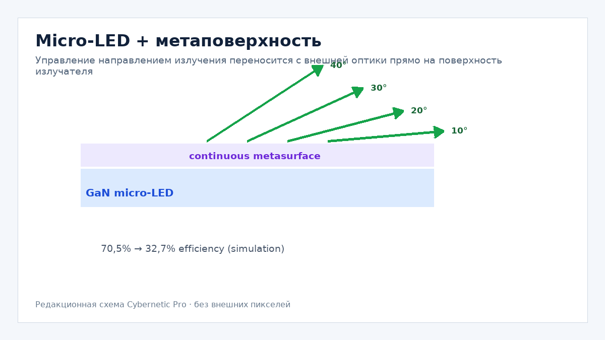 Micro-LED с метаповерхностью для направленного излучения