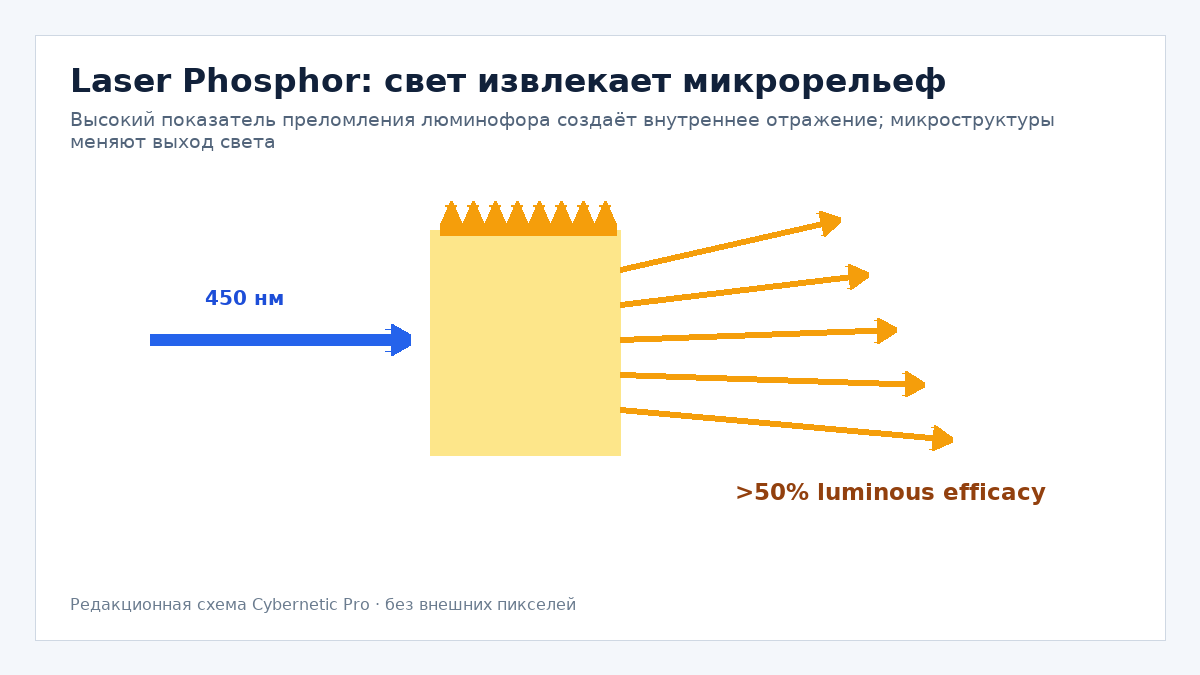 Микроструктурированная поверхность LuAG:Ce при лазерном возбуждении