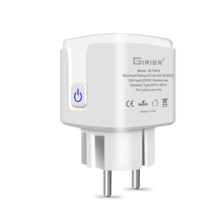Умная розетка Giringer JR-PM10 20A WiFi работает с Яндекс Алиса, с энергомониторингом