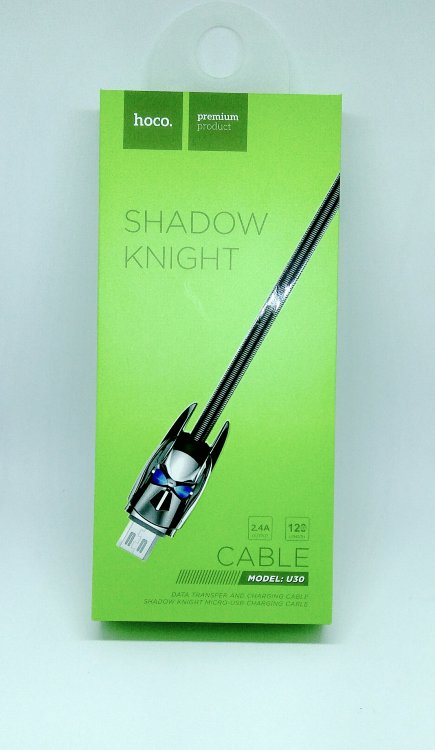 Кабель Hoco U30 Shadow Knight USB-micro USB 2.4А USB 2.0 (1.2 м)  METALL
