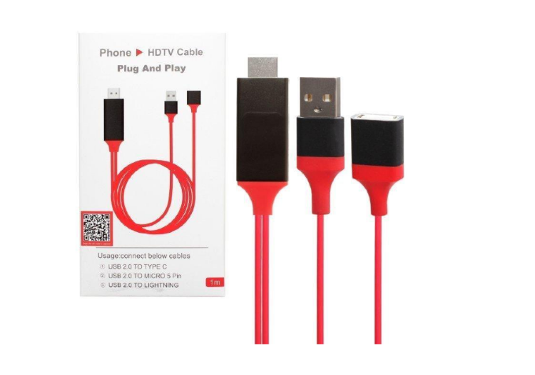 Мультимедиа Кабель HDMI на USB мама + USB папа в СПб 1 метр Универсальный