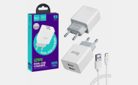 Сетевое зарядное сзу USB ISA HS24  2 USB + кабель Type-C 5в2а