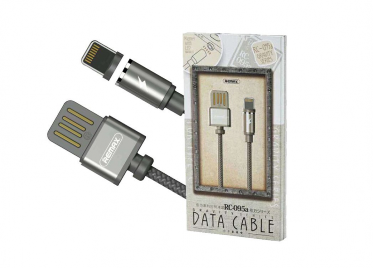 Кабель USB Lightning 1m Remax RC-095i Gravity Series магнитный