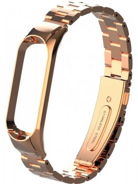 Браслет для Xiaomi Mi Band 3 и 4 крупное звено раскладной замок