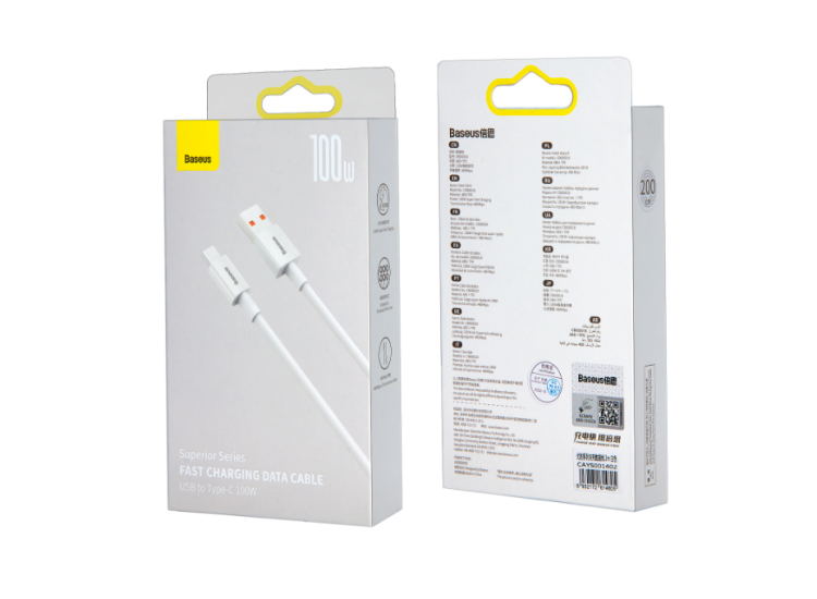 Кабель USB Type-C Superior Series 2.4A 100W Baseus 1м